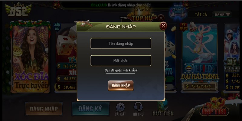 dang nhap b52club 1 Thực hiện đăng nhập trang chủ chính thức của B52Club
