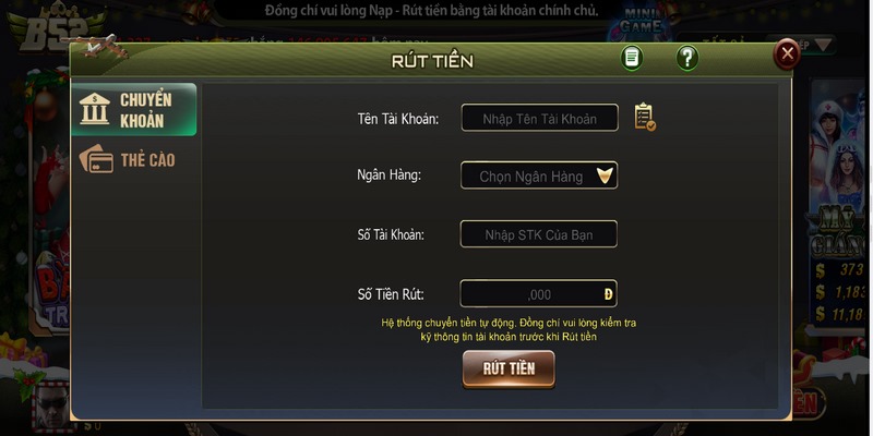 rut tien b52club 2 Tiến hành xác nhận và hoàn tất giao dịch trên hệ thống B52Club